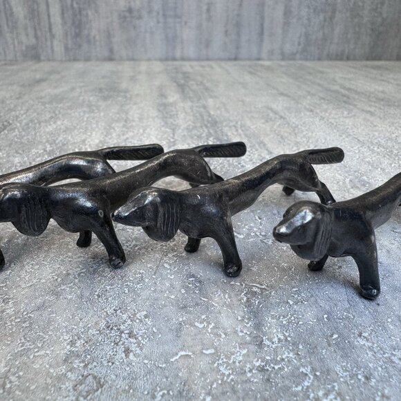 Vintage Silver Plated Dachshund 4 Dogs Knifes/Spoons Cutlery Rests - Picture 3 of 9